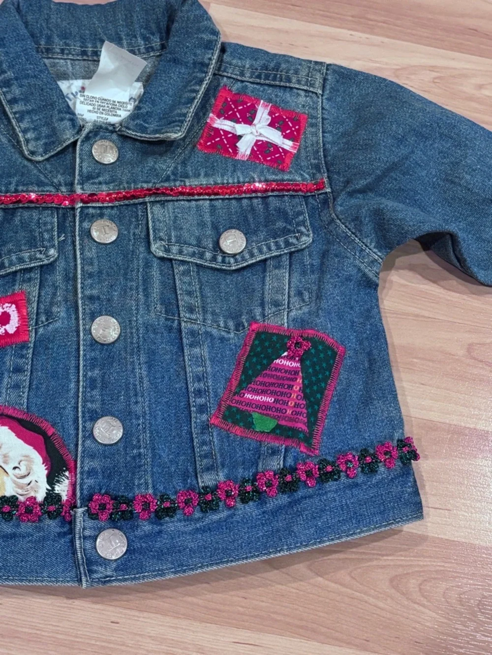 Twice Upon a Time‎ Vintage Made in USA Christmas Jean Jacket With Bling